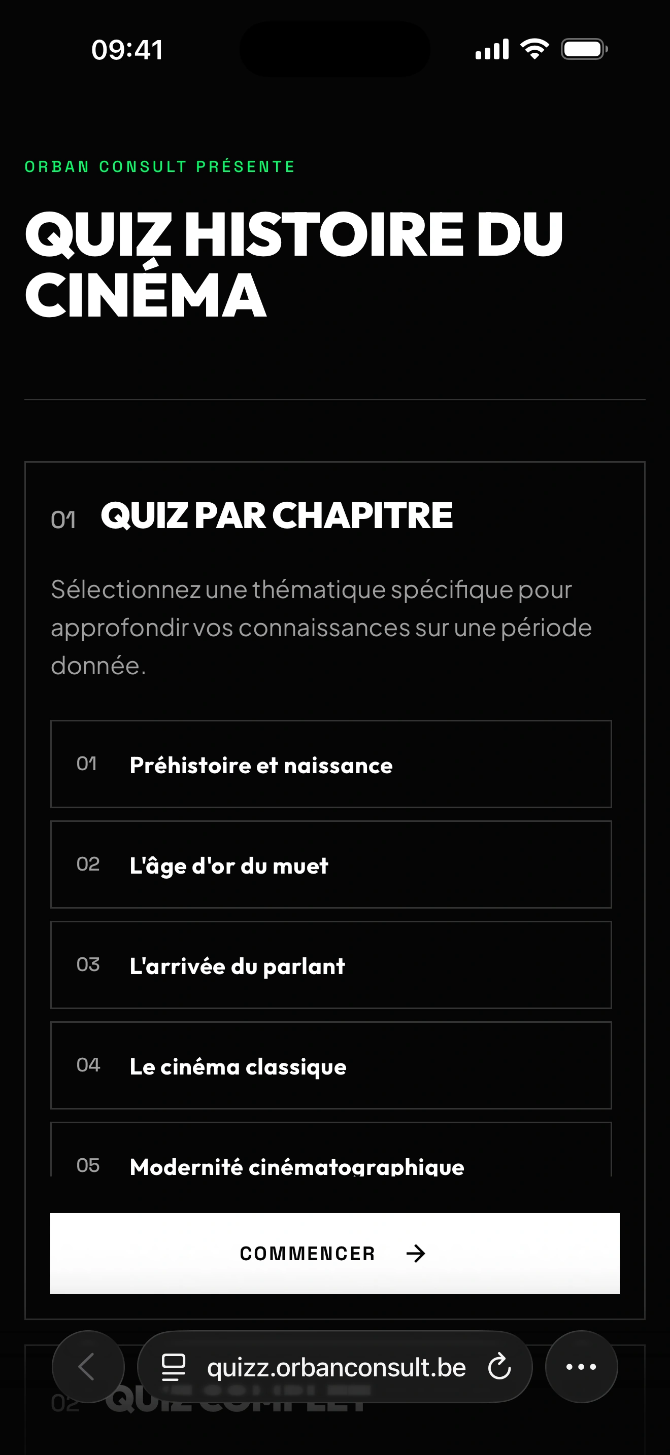 Quiz Histoire du Cinéma sur iPhone